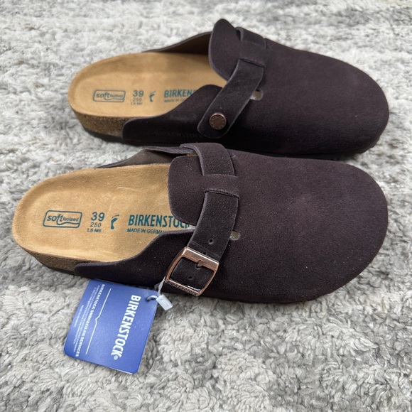 NWT Birkenstock Boston Clogs Mocha Suede Women’s 8 8.5 Soft Footbed Brown - Picture 3 of 5